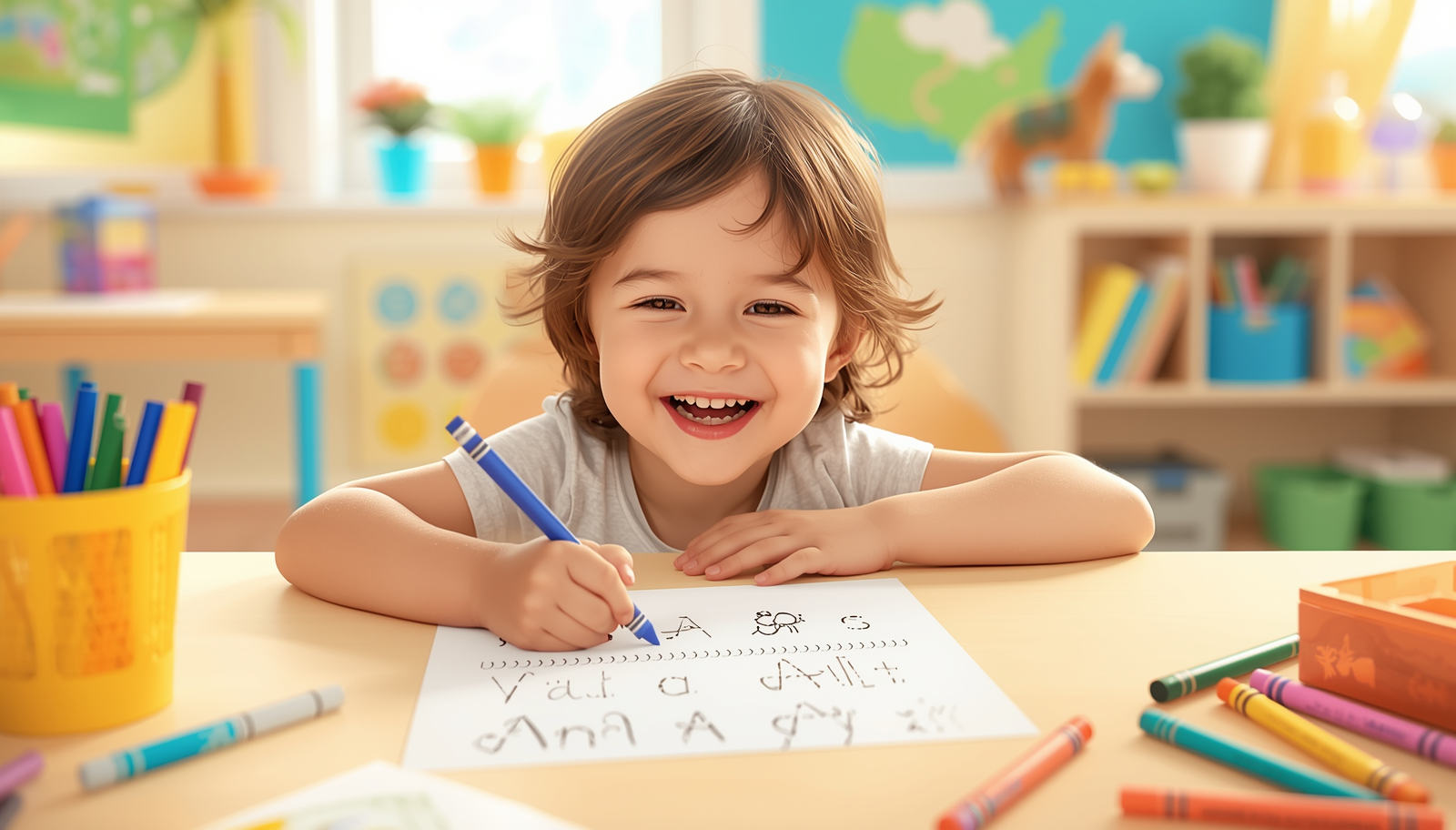 Free Printable Tracing Worksheets For Kindergarten — Child Tracing Letters On Paper 2