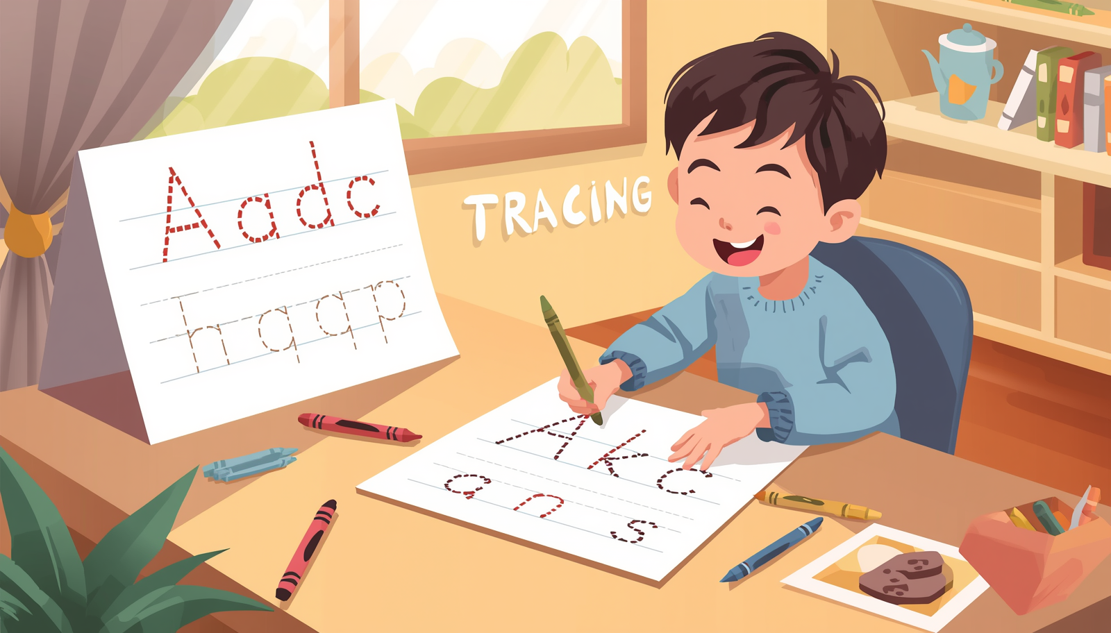 Free Printable Tracing Worksheets For Kindergarten — Child Tracing Letters On Paper 3