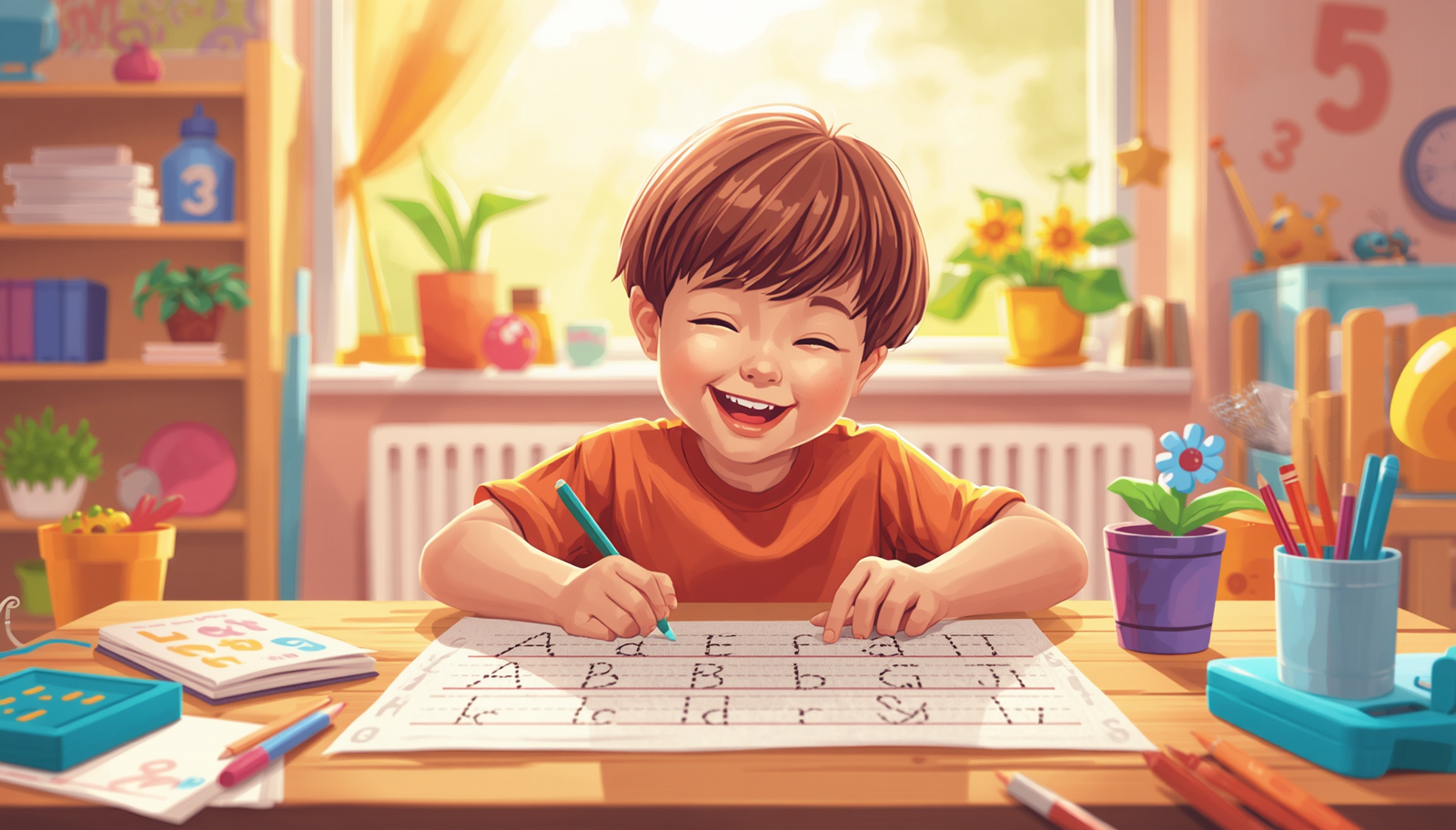 Free Printable Tracing Worksheets For Kindergarten — Child Tracing Letters On Paper