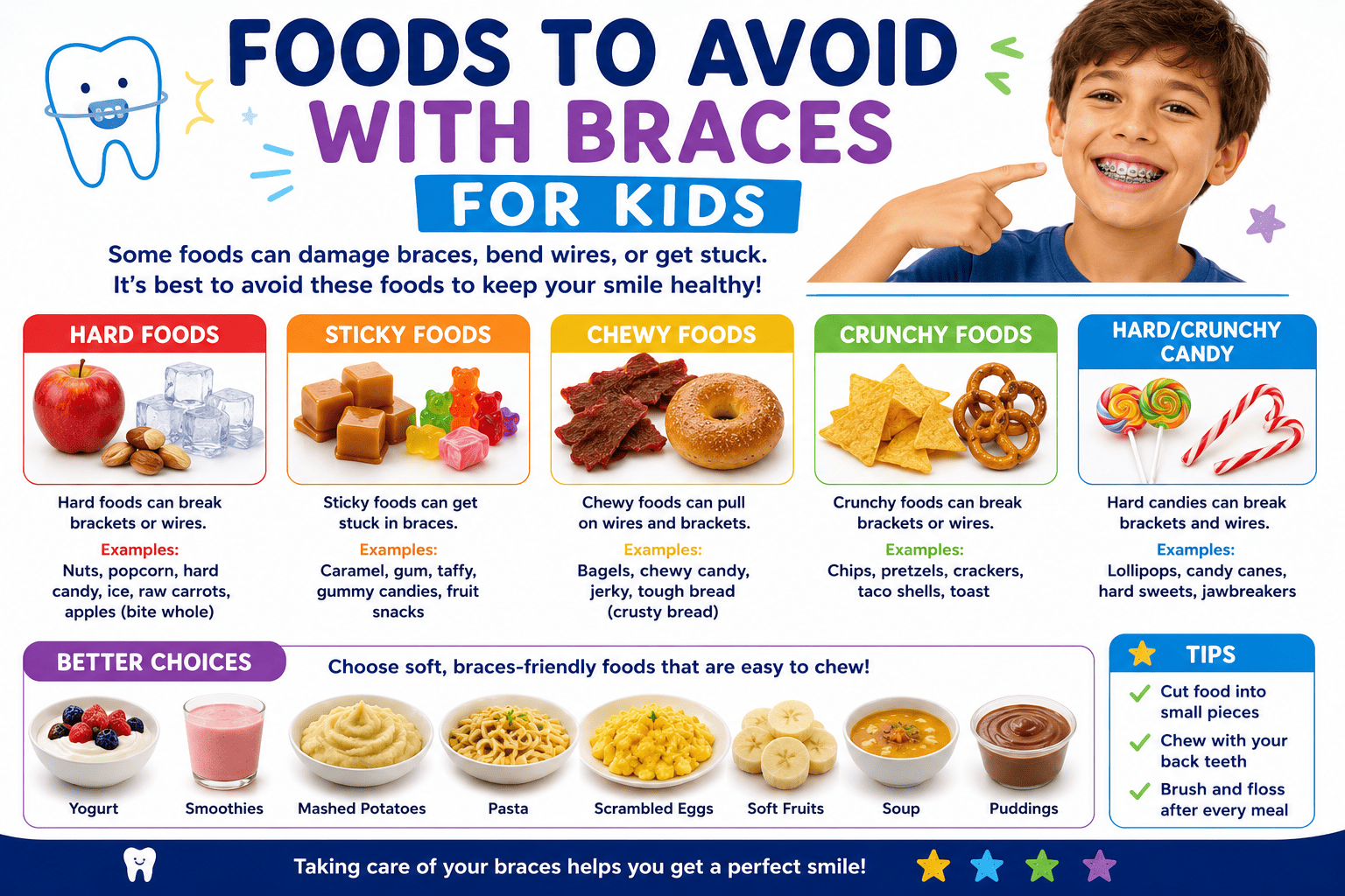 foods to avoid with braces for kids"