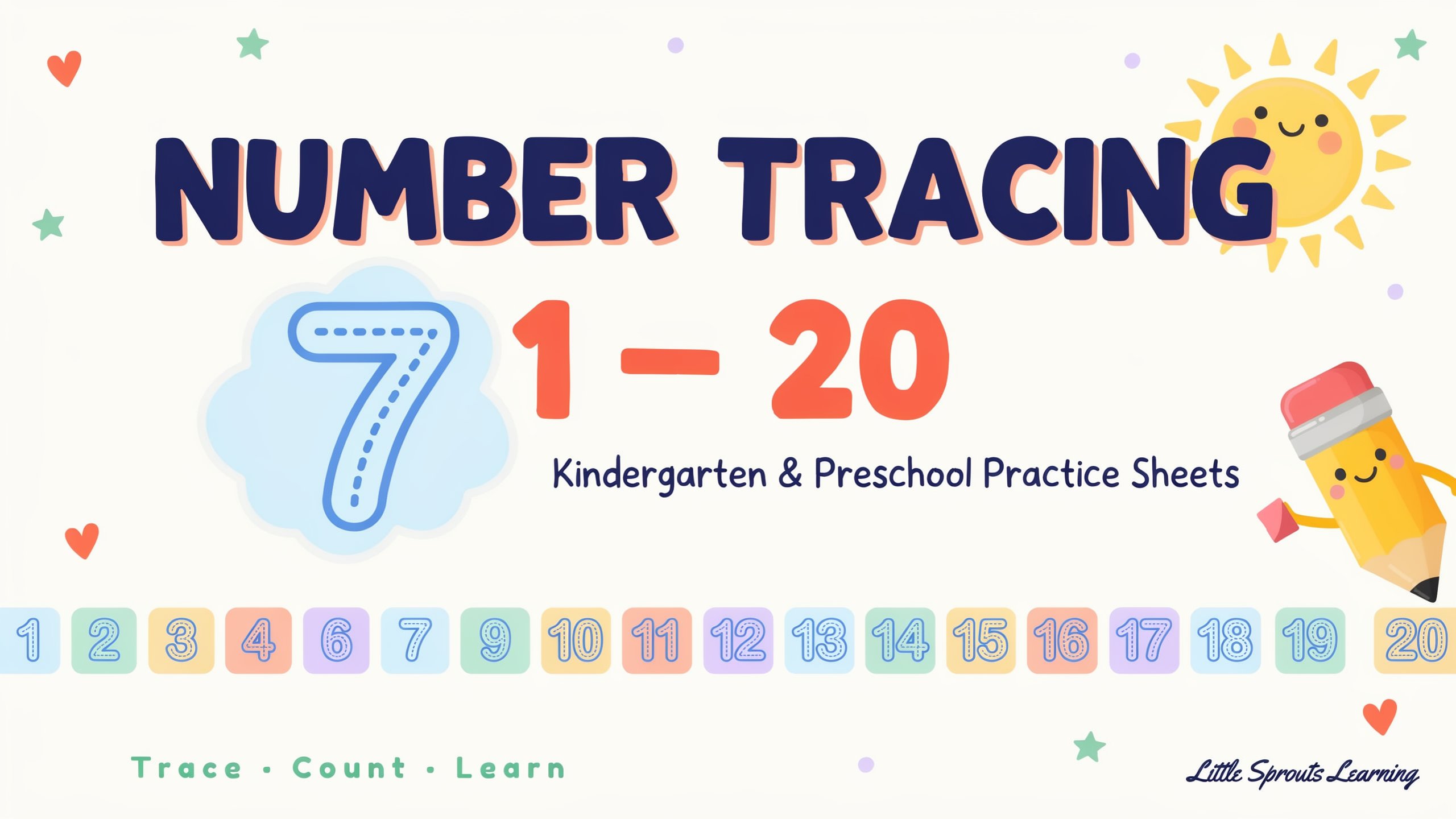 Number Tracing Worksheets 1–20 Types Of Number Tracing Worksheets 1 20 For Kindergarten And Preschool